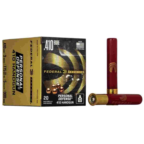 Federal premium personal defense 410 handgun shotshells 410 ga 3" 5 plts #000 775 fps 20/ct