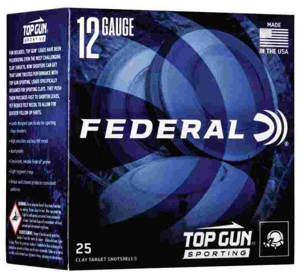 Federal top gun sporting shotshells 12 ga 2-3/4" 1oz 1300 fps #8 25/ct