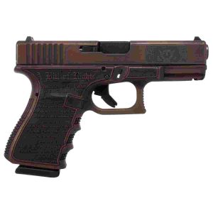 Glock 19 gen 3 custom "trump 2024" compact handgun 9mm luger 15rd magazines (2) 4. 02" barrel distressed red usa
