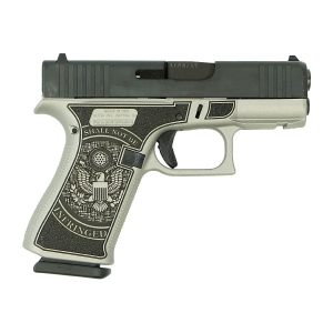 Glock 43x "2nd amendment" grey/black handgun 9mm luger 10rd magazines(2) 3. 4" barrel accessory rail usa made