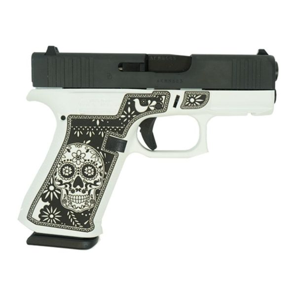 Glock 43x "sugar skull" black & white handgun 9mm luger 10rd magazines(2) 3. 4" barrel accessory rail usa made