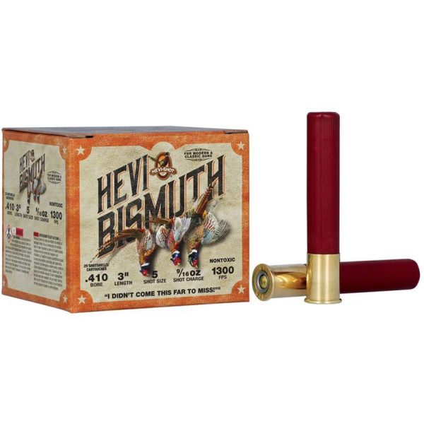 Hevi-shot hevi-bismuth upland shotshells. 410 3" 9/16 oz 1300 fps 5 25/rd
