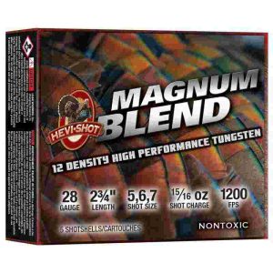 Hevi-shot magnum blend shotshells 28ga 3" 1oz 1200 fps #5#6#7 5/ct