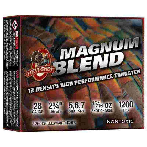 Hevi-shot magnum blend shotshells 28ga 3" 1oz 1200 fps #5#6#7 5/ct