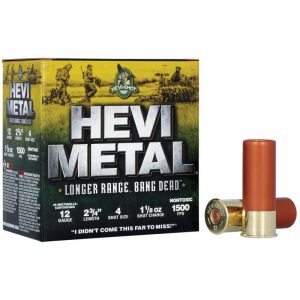 Hevi-shot hevi-metal longer range shotshell 12ga 2-3/4" 1-1/8 oz 1500 fps #4 25/ct