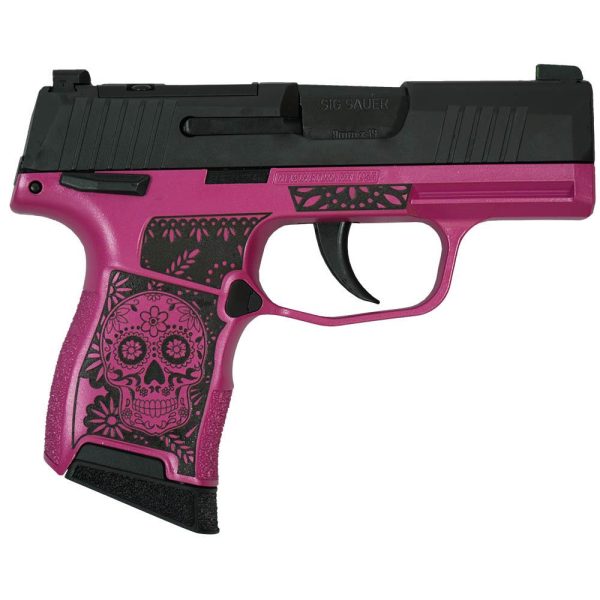 Sig sauer "sugar skull medusa pink frame only" p365 optic ready handgun 9mm luger 10rd magazines(2) 3. 1" barrel x-ray 3 sights manual safety