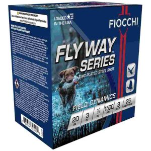 Fiocchi flyway steel shotshells 20 ga 3" 7/8oz 1500fps #3 25/ct