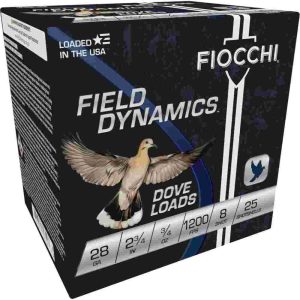 Fiocchi lead dove & quail shotshells 28ga 2-3/4 in 3/4 oz #8 1200 fps 25/ct