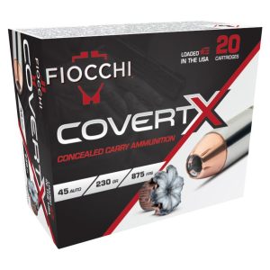 Fiocchi covertx handgun ammunition. 45 auto 230gr jhp 875 fps 20/ct