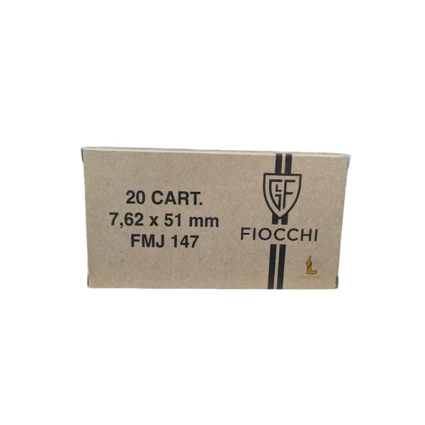 Fiocchi range dynamics rifle ammunition 7. 62x51mm 147gr fmj 20/ct