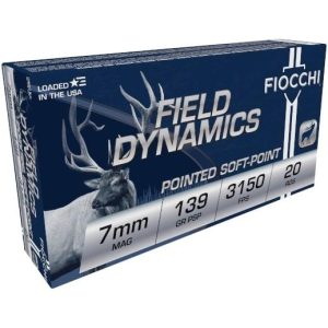 Fiocchi shooting dynamics rifle ammunition 7mm rem mag 139 gr psp 3150 fps 20/ct
