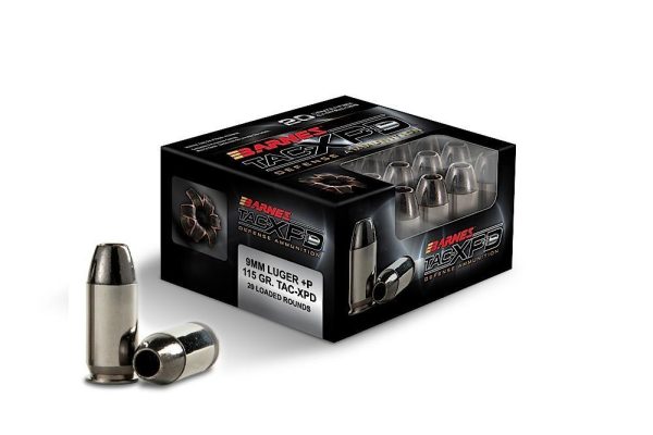 Barnes tac-xpd defense handgun ammunition 9mm luger(+p) 115 gr xpd 1125 fps 20/box