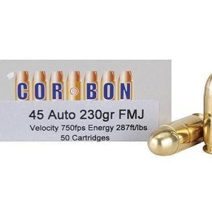 Corbon self-defense jhp handgun ammunition. 45 acp (+p) 230 gr jhp 950 fps 20/box
