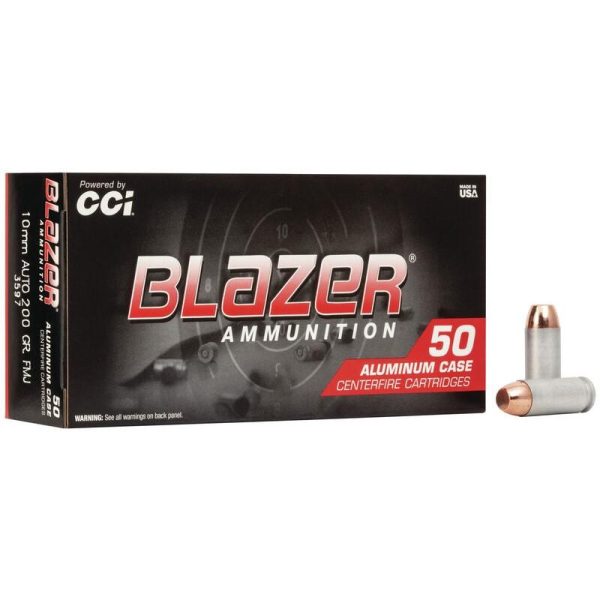 Cci blazer aluminum handgun ammunition 10mm auto 200 gr fmj 1050 fps 50/ct