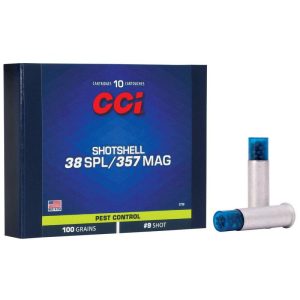 Cci pest control handgun shotshells. 357 mag 100 gr #9 shot 1000 fps 10/ct