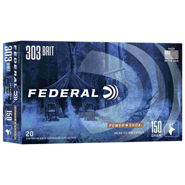 Federal power-shok rifle ammunition. 303 british 150 gr sp 2690 fps - 20/ct