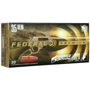 Federal hammerdown rifle ammunition. 35 rem 220 gr spfn 1990 fps 20/ct