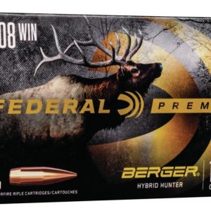 Federal classic hunter berger hybrid rifle ammunition. 308 win 168 gr bthp 2800 fps 20/ct
