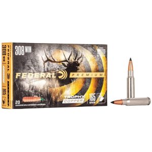 Federal premium trophy copper rifle ammunition. 308 win 165 gr tc 2700 fps 20/ct