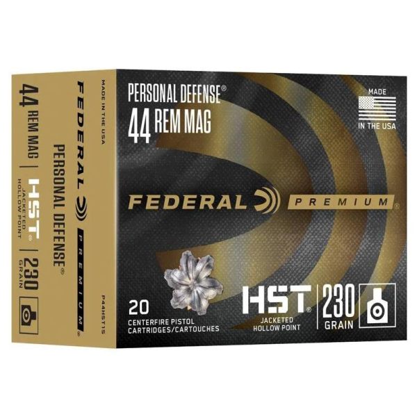 Federal personal defense hst handgun ammunition. 44 rem mag 230gr jhp 1085 fps 20/ct