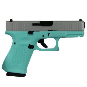 Glock 19 gen 5 custom "robin's egg blue frame crushed silver slide" handgun 9mm luger 15/rd magazines (3) 4. 02" barrel austria