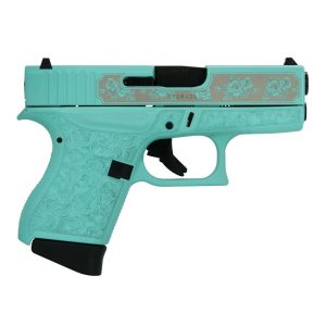 Glock 43 gen 4 "robin's egg blue glock & roses" subcompact handgun 9mm luger 6/rd magazines (2) 3. 41" barrel usa