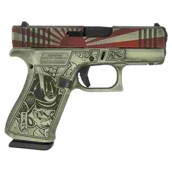 Glock 43x "rising sun bushido" handgun 9mm luger 10rd magazines(2) 3. 4" barrel  accessory rail usa made