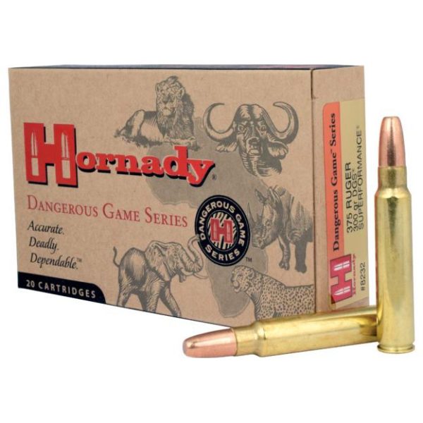 Hornady dangerous game rifle ammunition. 375 ruger 300gr dgs 2660 fps 20/ct