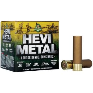 Hevi-shot hevi-metal longer range shotshell 12ga 3. 5" 1-1/4 oz 1500 fps #bb 25/ct