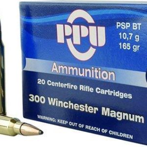 Ppu rifle ammunition. 300 win magnum 165 gr spbt 3050 fps 20/ct