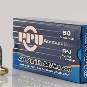 Ppu handgun ammunition. 40 s&w  165 gr fpj  1541 fps 50/ct