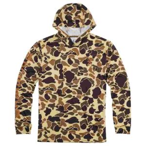 Browning Hooded Long Sleeve Tech Shirt Vintage Tan Camo M