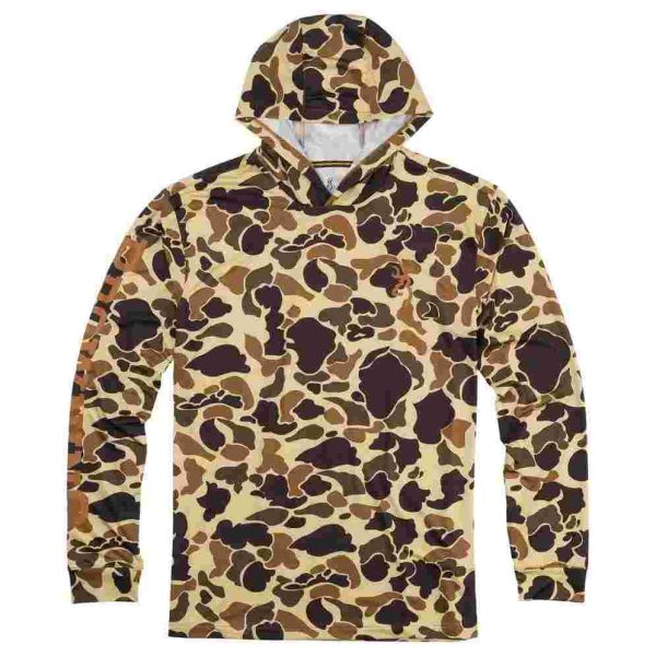 Browning hooded long sleeve tech shirt vintage tan camo m