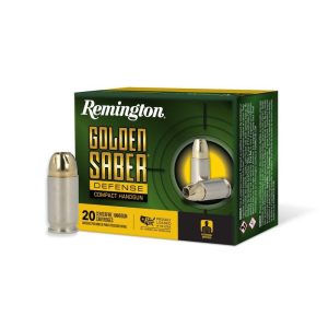 Remington golden saber defense compact ammunition. 380 auto 102gr bjhp 815 fps 20/ct