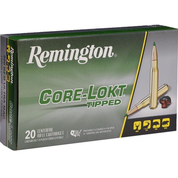Remington core-lokt tipped rifle ammunition 300 rem ultra mag 180gr  pt 3150 fps 20/ct