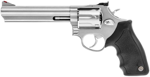 Taurus 66 handgun. 357 mag 7rd capacity 6" barrel stainless finish hogue grip