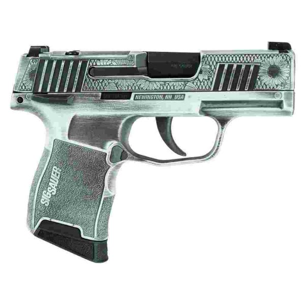 Sig sauer exclusive p365-380 "sun flower" handgun 380 auto 10rd magazine 3. 1" barrel black manual safety