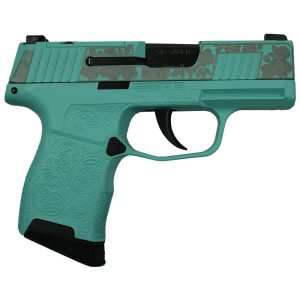 Sig sauer "gun & roses-robin's egg blue" p365 optic ready handgun 9mm luger 10rd magazines(2) 3. 1" barrel x-ray 3 sights