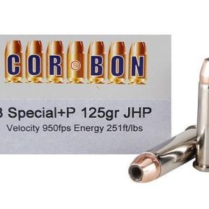 Corbon self-defense jhp handgun ammunition. 38 spl (+p) 125 gr jhp 1125 fps 20/box