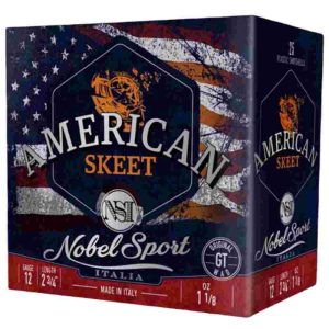Nobel sport target american trap shotshells 12ga 2-3/4" 1-1/8oz 1200fps #9 25/ct