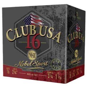 Nobel sport club usa 16 shotshells 16 ga 2-3/4" 1-1/16 oz 1330 fps #8 25/ct