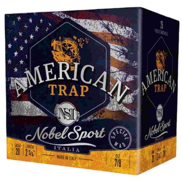 Noble sport target trap shotshells 20 ga 2-3/4" 7/8 oz 1210 fps #8 25/ct