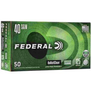Federal ballisticlean frangible handgun ammuntion. 40 s&w 125gr rht 1300 fps 50/ct