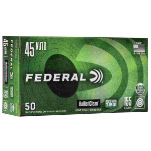 Federal ballisticlean frangible handgun ammuntion. 45 acp 155gr  rht 1130 fps 50/ct