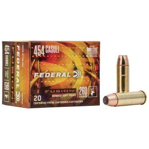 Federal fusion handgun ammunition. 454 casull 260 gr ffsn 1350 fps 20/box