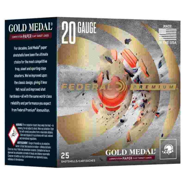 Federal gold medal paper shotshells 20ga 2-3/4" 7/8oz 1250 fps #7. 5 25/ct