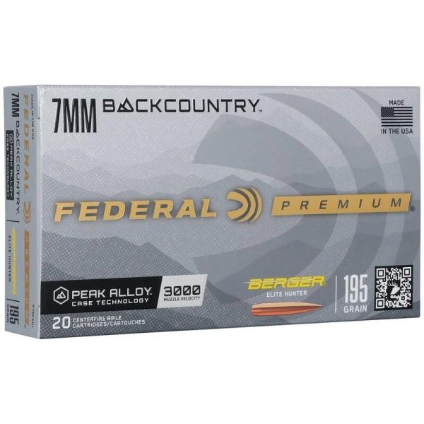 Federal berger elite hunter rifle ammunition 7mm backcountry 195gr hpbt 3000 fps 20/ct