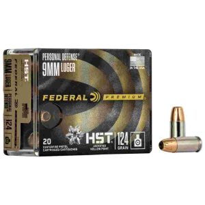 Federal premium personal defense hst handgun ammunition 9mm luger 124gr hst 1150 fps 20/ct