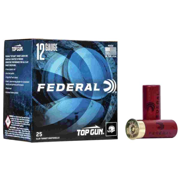 Federal top gun shotshell 12 ga 2 3/4" 3 dram 1-1/8 oz #8 25/ct