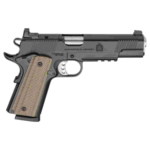 Springfield 1911 operator aos handgun. 45 acp 8rd magazine(2) 5'' barrel  black frame vz grips